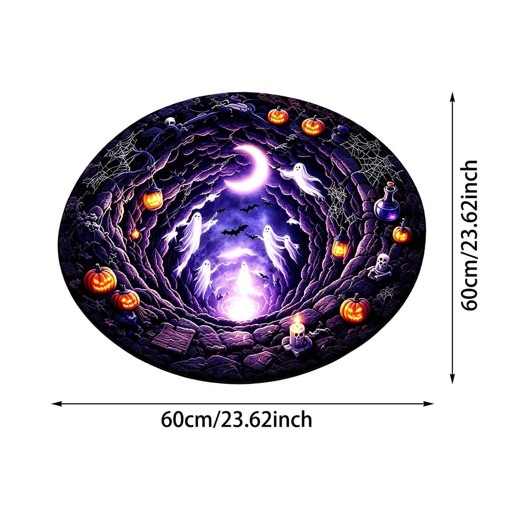 Win s Way 3D Illusion Round Halloween Rug Optical Illusion Doormat Non- Washable Entryway Decor Spooky Fall Front Door Mat for Party Decoration Available in 15.8/23.6/31.5 Inch