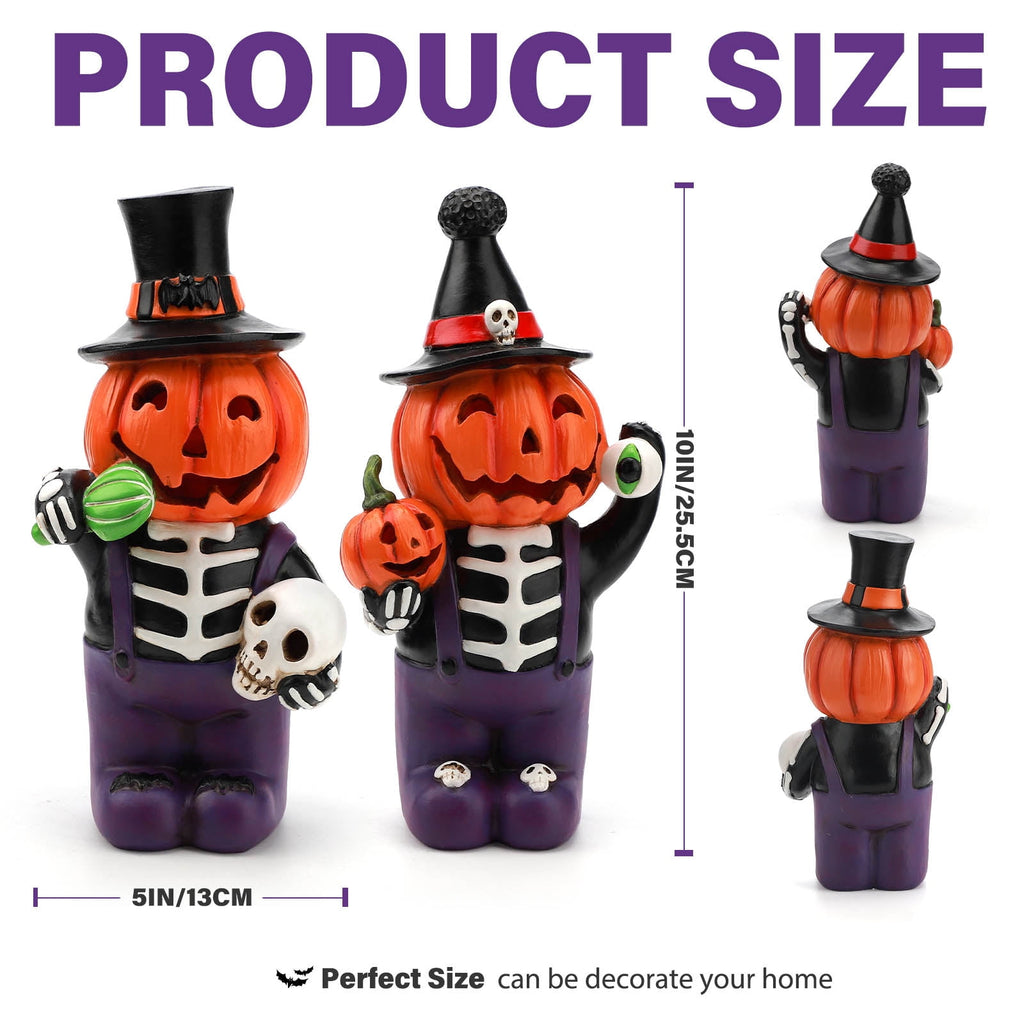 Ayieyill 2pcs Halloween Cat and Skeleton Figurines Vintage Halloween Black Cat Decor Halloween Table Decorations