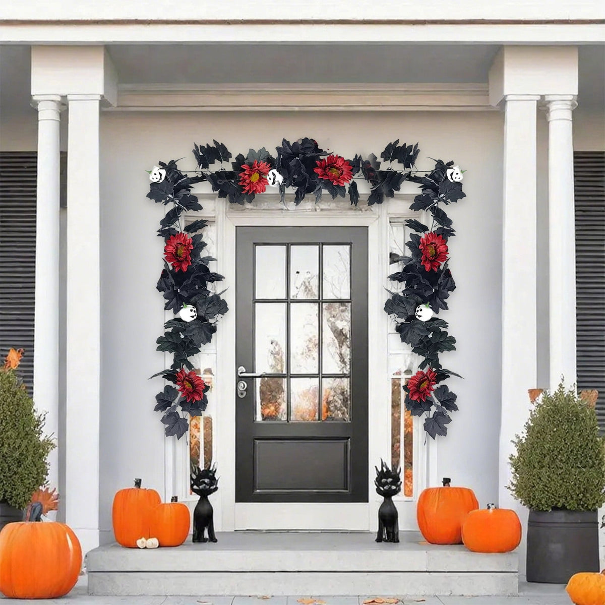Halloween Garland, Halloween Garland Decor, 68.9in Halloween Wreath, Seasonal Decor, Black Garland, Fall Wreath, Halloween Wall Decor, Home Decoration, Halloween Decorations Indoor