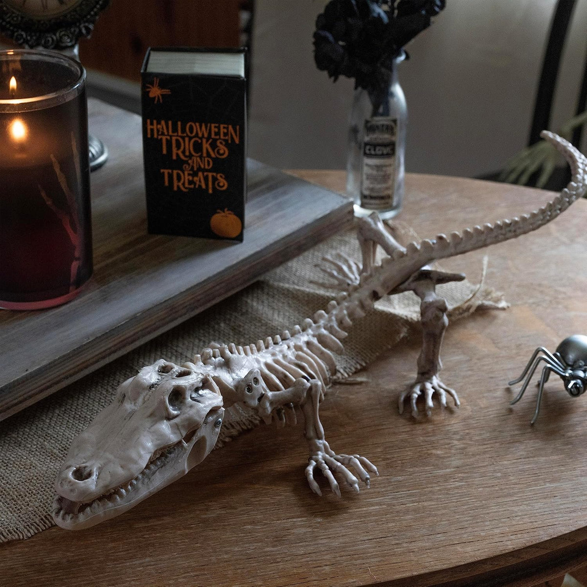 Halloween Crocodile Skeleton 20" Long-Weather Resistant Yard Fall Props & Decorations - House Party Decor and Weatherproof for Indoor/Outdoor Use
