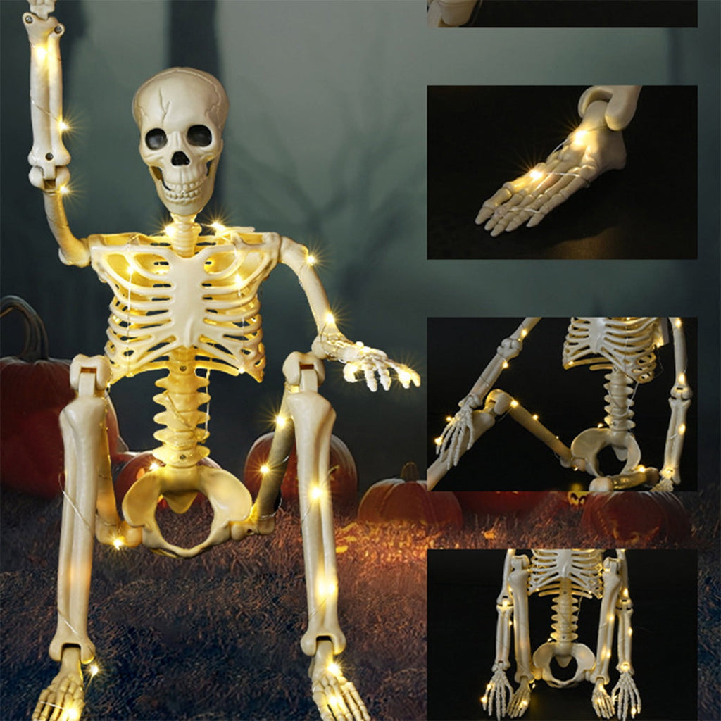 Fankiway Halloween Movable Skeleton Human Model Skull Full Body Mini Figure Toy , Decorations Skull Full Body Realistic Faux Human Skeleton Skull Decor