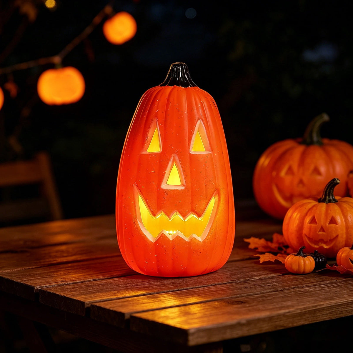 Dademeo Halloween Light Up Pumpkin Decor, Unique Tall LED Glowing Jack O Lantern, Waterproof Ornament for Yard Garden Porch Party