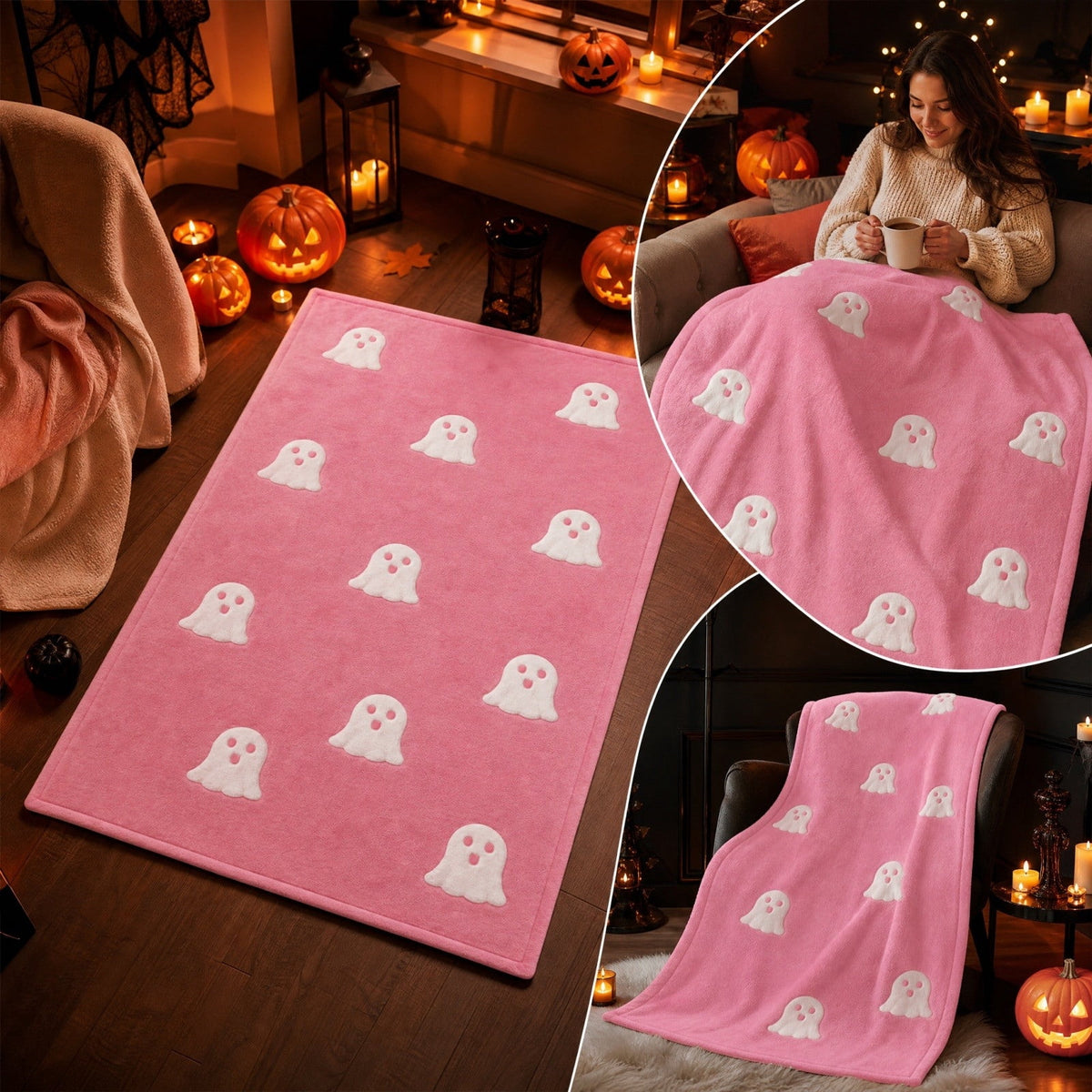 AuroraX Halloween Ghost Decor Outdoor Halloween Decoration Courtyard Tabletop Desktop Haunted Halloween Decoration for Yard Garden Pink