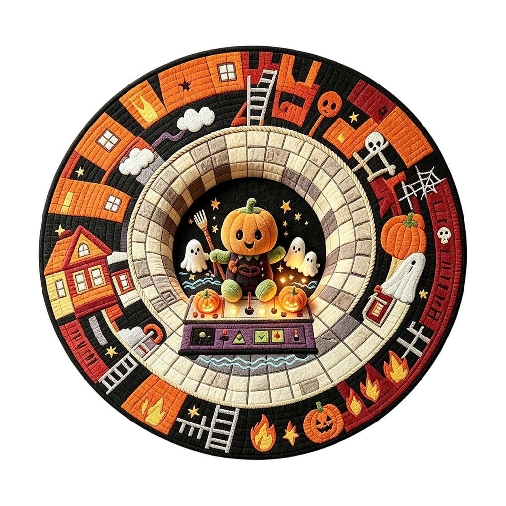 Win s Way 3D Illusion Round Halloween Rug Optical Illusion Doormat Non- Washable Entryway Decor Spooky Fall Front Door Mat for Party Decoration Available in 15.8/23.6/31.5 Inch