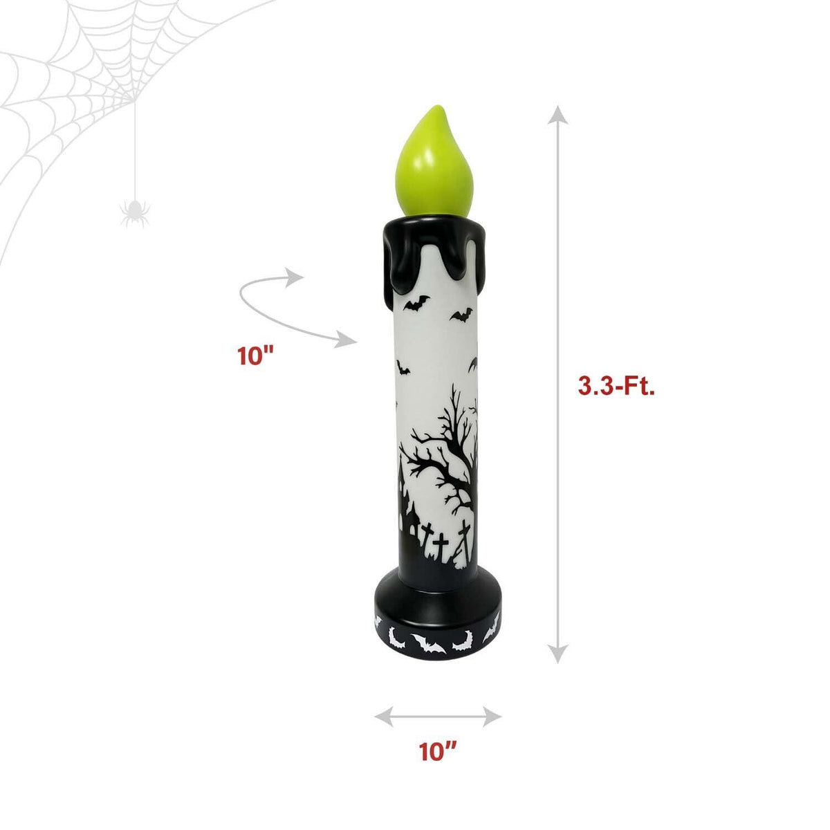 Haunted Hill Farm Halloween Blow Mold Flicker Wick Candle Warm White 3.3-Ft.