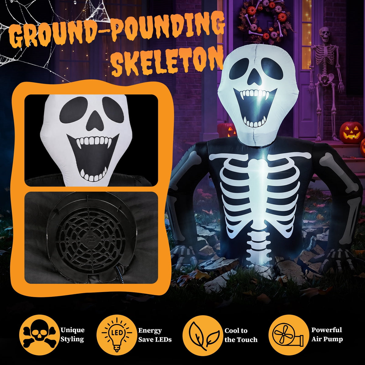 Ktaxon 6' Halloween Inflatables Skeleton Outdoor Halloween Decoration Emerging Large Skeleton