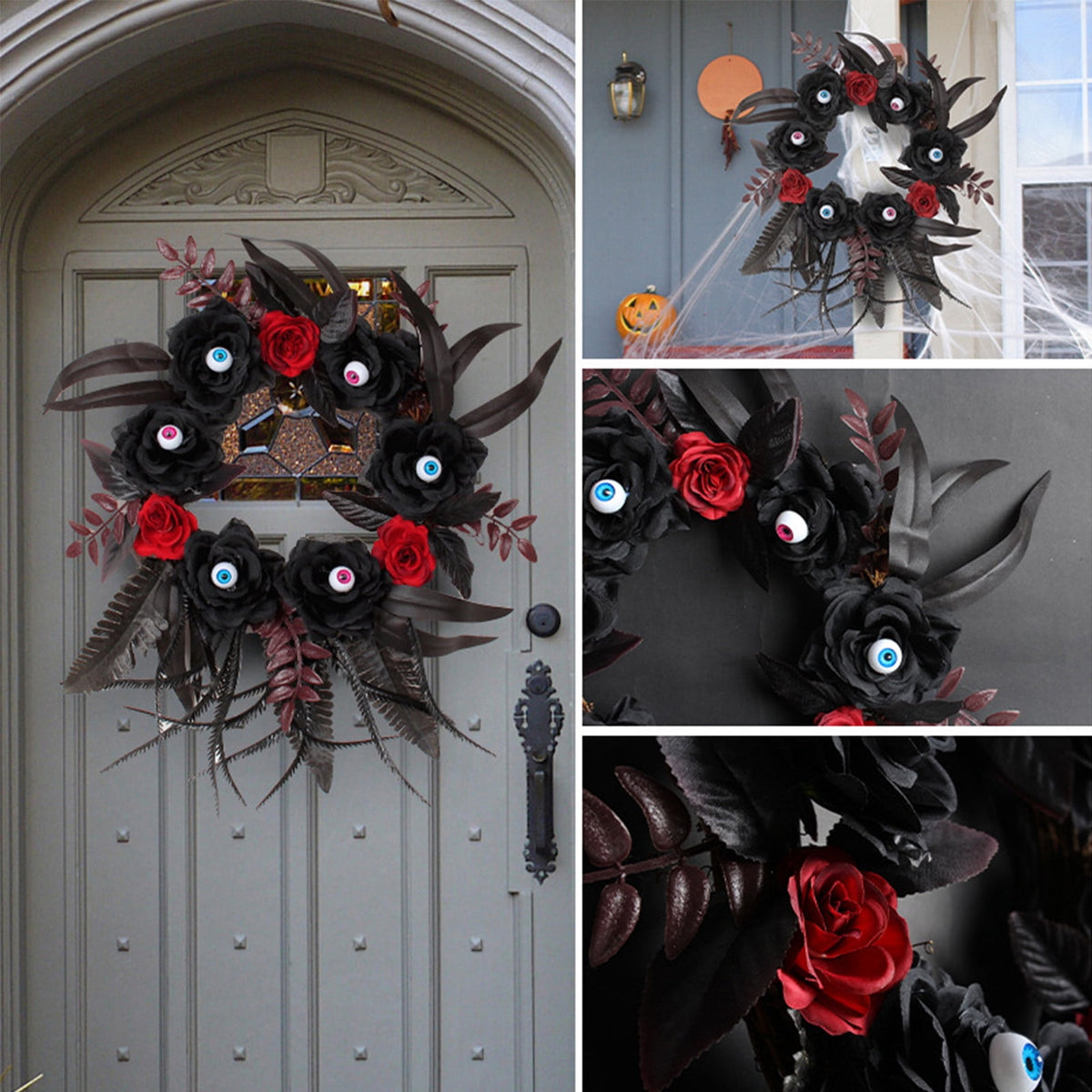 sruoe Halloween Decorations, Indoor Outdoor Halloween Decor, Artificial Wreaths, Halloween Decorations for Outside, Halloween Simulation Decorative Wreath