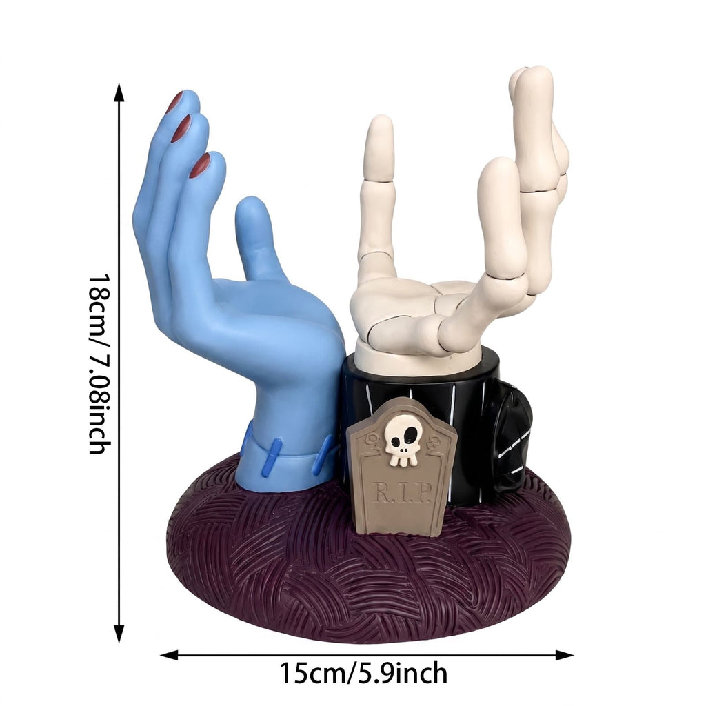 Halloween Hand Candle Holder Decorative Tabletop Figurine Resin Sculpted Accent for Mantel Shelf Desk Party Display