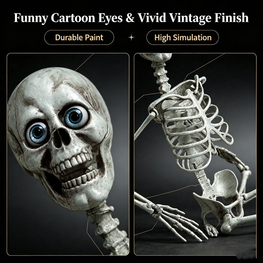 Diceymbol Life-Size Halloween Skeleton27.5Inch Tall Anatomical Model with Skull & Articulated Limbs, Durable Outdoor/Indoor Decoration for Spooky Displays