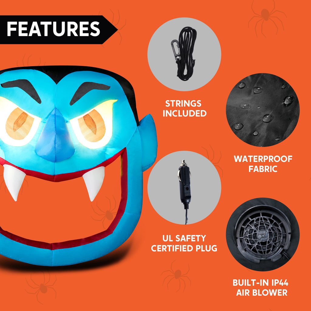 Joyfy 3.6 ft Animated Halloween Inflatable Dinosaur Decoration,Trunk or Treat Car Decorations Kit Dinosaur with Built-in LED Light for Halloween Party Indoor,Outdoor,Yard,Garden Decor