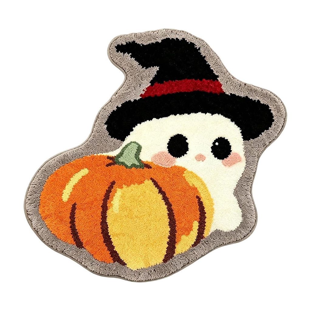 Halloween Wreath Shaped Rugs, Soft Indoor Mat for Entryway, Kitchen, Halloween Party, Pumpkin Witch Spooky Home Decor, 23.62x15.75 Inches