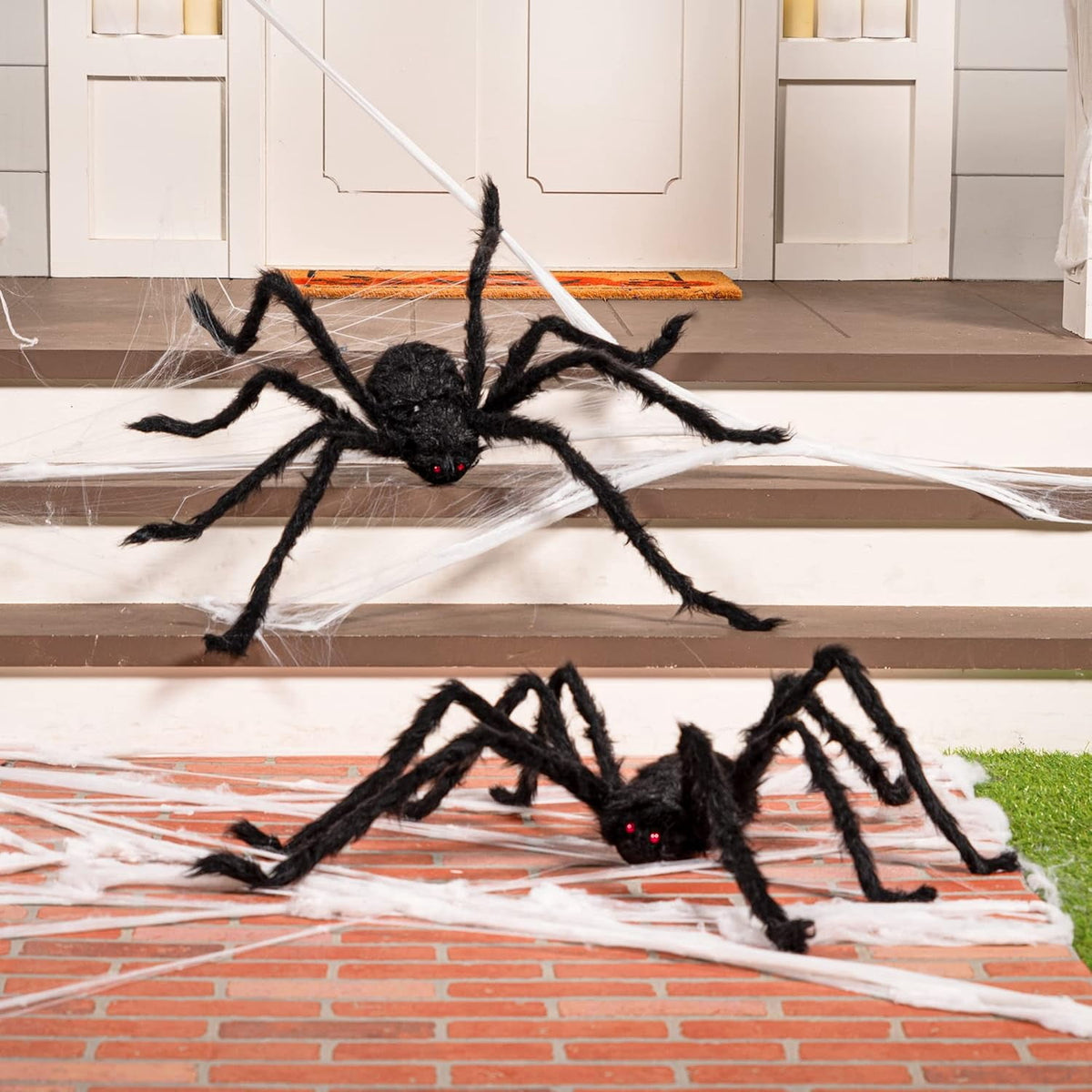 Joyfy 6 Packs Colorful Hairy Giant Spiders Halloween Decorations Outdoor,Multi-Size Outdoor Halloween Spider Decorations for Yard Lawn & Patio (30", 30", 20", 20", 12", 12")