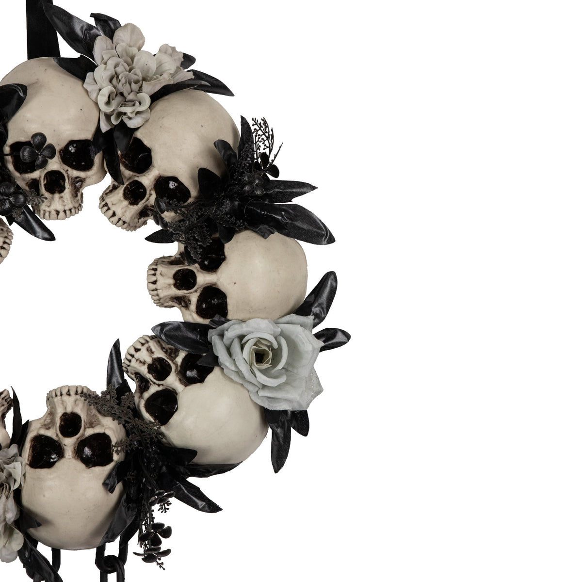 Northlight Skulls and Chains with Roses Small Artificial Halloween Wreath - 15" - Unlit