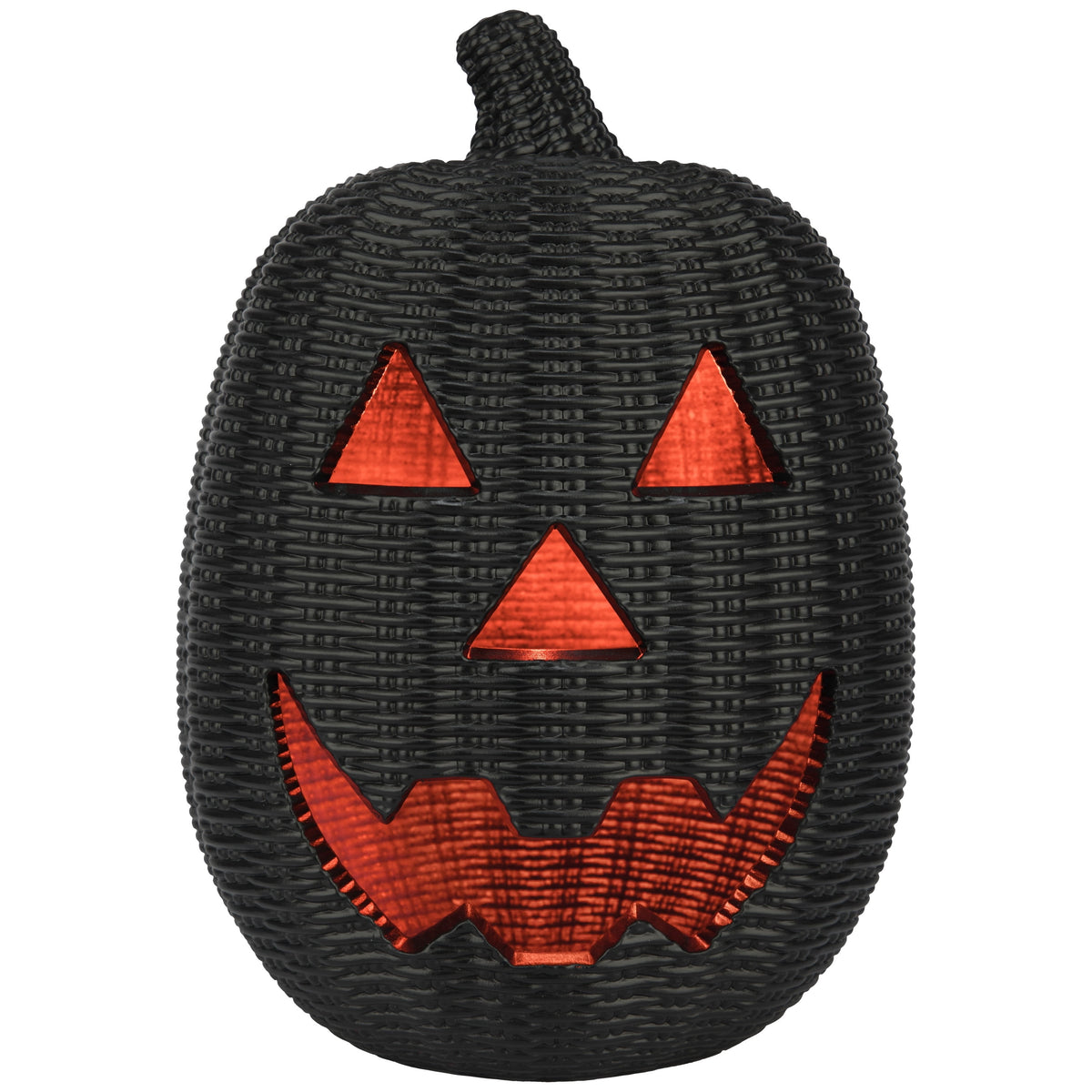 Light-Up Woven Jack-o'-Lantern Decoration, Black, 12", Halloween by Way To Celebrate