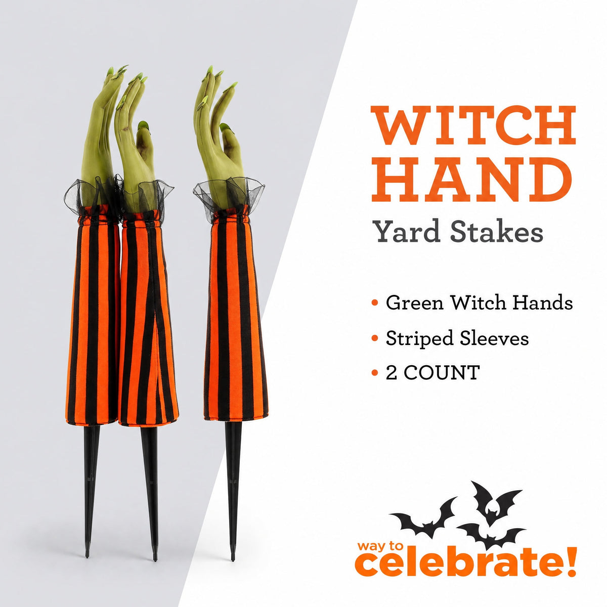 Witch Hand Yard Stakes Outdoor Decorations, Multicolor, 18.3", 2 Count, Halloween by Way To Celebrate