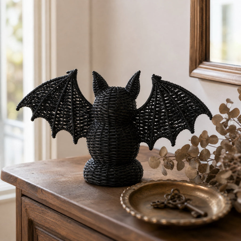 THOPBPRK 2026 Black Halloween Woven Pumpkin Jack-O'-Lantern, Halloween Decorations Pumpkin, USE LED Candle, Rattan Fall Halloween Decor for Home, 1Pack 11.8 Inch A