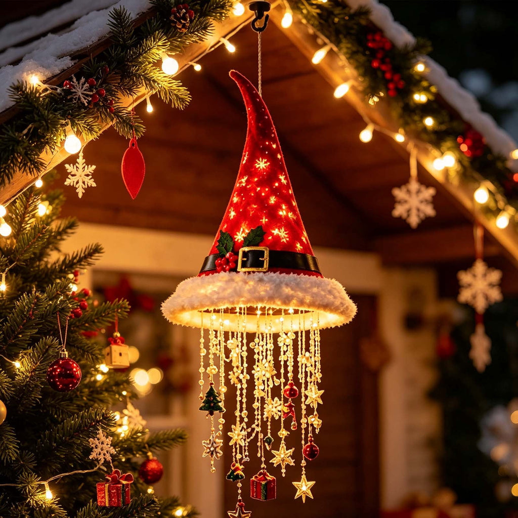 Stijggn Witch Hat Lights Halloween Glowing Lights, Waterproof Hanging Witch Hat Decorations, Warm Light Festival Ornaments for Indoor Outdoor Yard Garden Party Halloween Decor