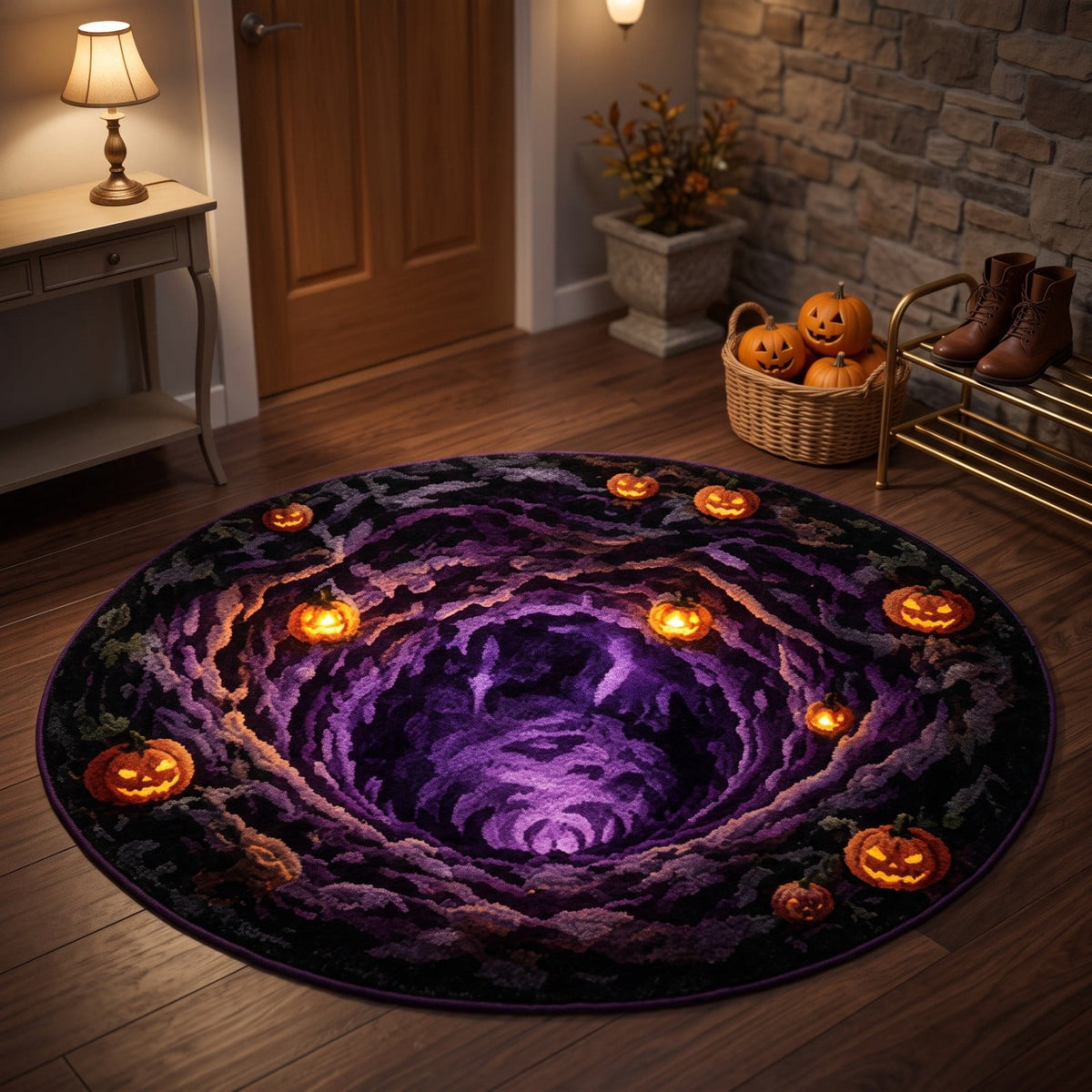 Halloween Dog Door Mat 16x24", Golden Retriever Ghost Pumpkin Welcome Rug for Porch, Halloween Outdoor Decorations