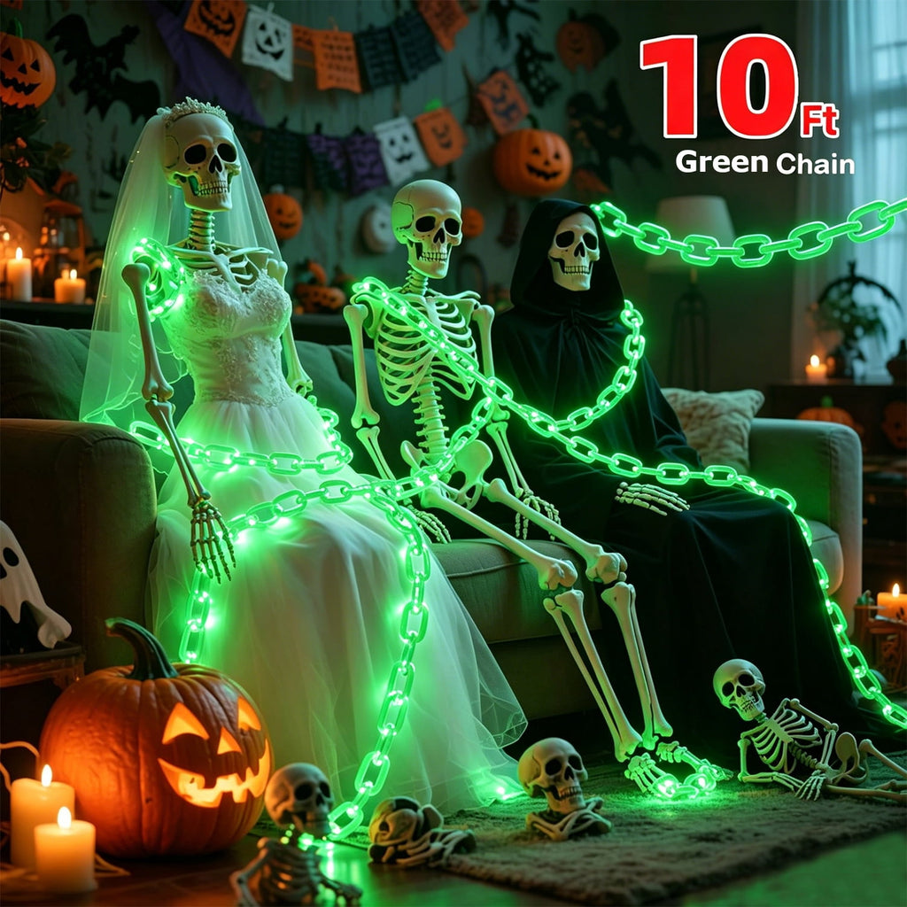 10Ft Battery Operated Plastic Chain Lights for Halloween Decorations, 8 Modes Timer Orange Halloween String Lights Waterproof Lighted Props Chains for Skeleton Dog, Haunt House,Costumes Party Decor