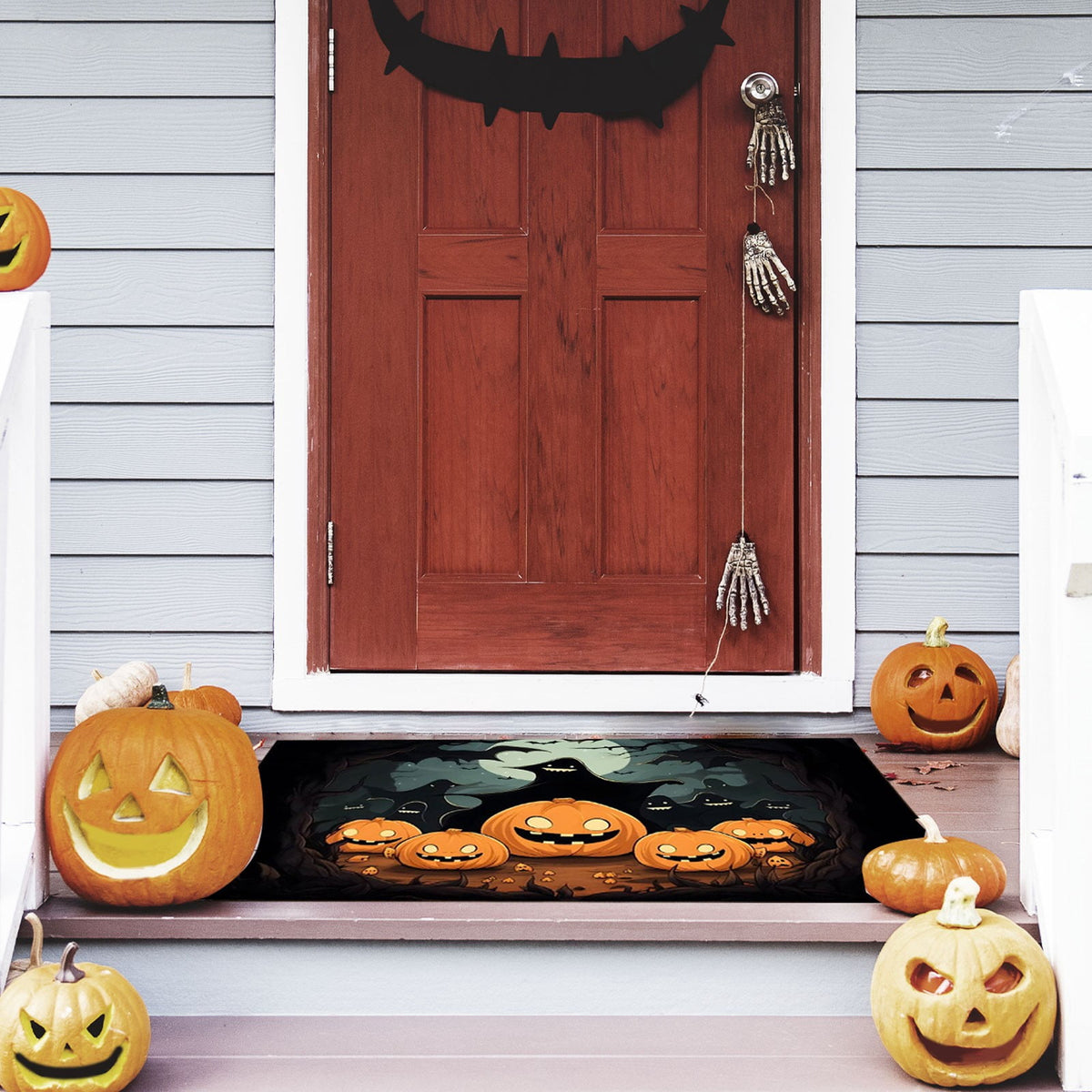 Xuniizn Halloween Mat, 16X24" Velvet Halloween Door Mat for Outside Entrance, Spooky Halloween Rug for Outdoor & Indoor, Non Slip Washable Halloween Doormat, Halloween Bathroom Decor