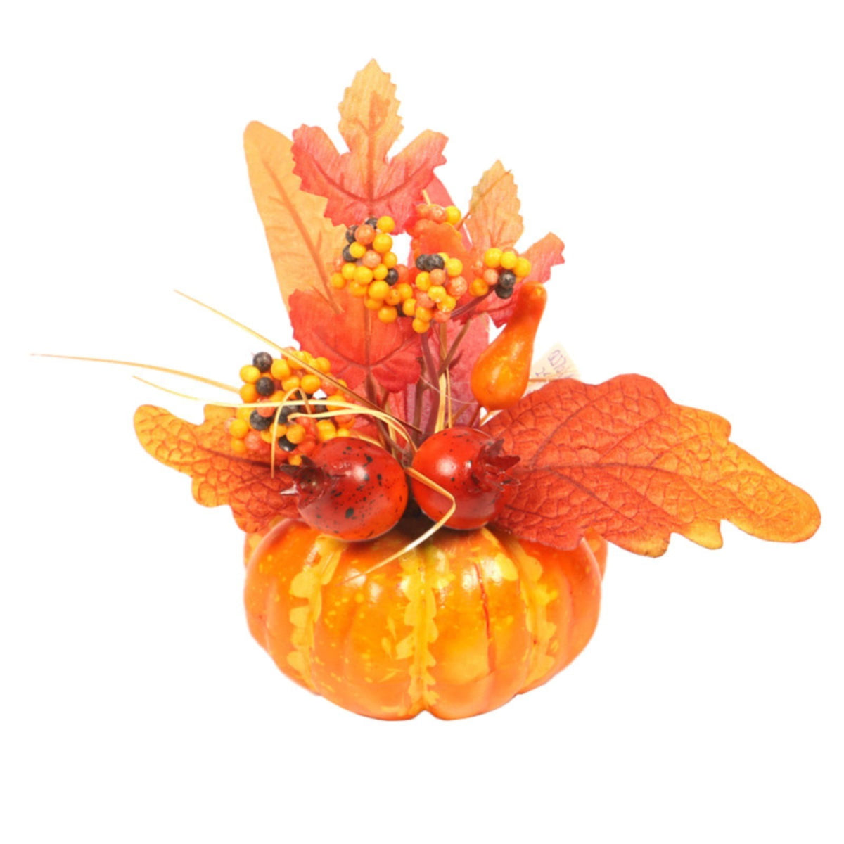 Artificial Pumpkin Outdoor Fall Decorations for Halloween & Thanksgiving, Autumn Harvest Pumpkins, Maple & Pomegranate Decor for Porch and Yard