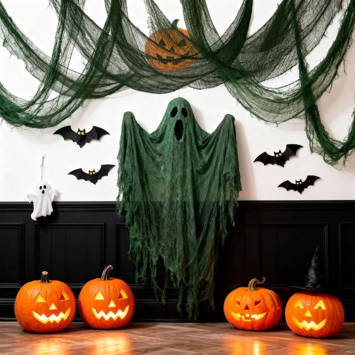 CQHVKQ 5 Pack of Halloween Creepy Gauze Cloth Decoration Set, Indoor Outdoor Black Scary Halloween Gauze Tapestry Decor, Spooky Decorations for Home, Yard, Haunted House & Party Supplies, 72" x 30"