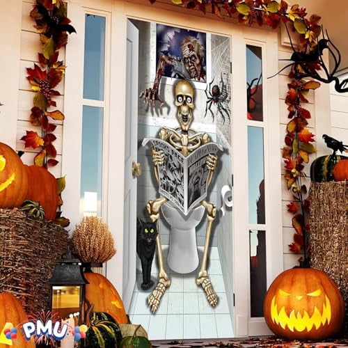 PMU Halloween Bathroom Door Cover, Halloween Decor, Door Decor
