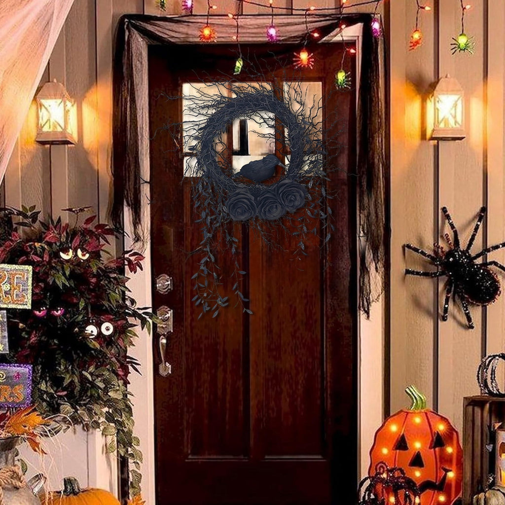 sruoe Halloween Decor, Halloween Decoration Indoor, Artificial Wreaths, Halloween Decoration Outdoor, Halloween Decoration, Halloween Wreath with LED, HHalloween Wreath for Home, Window Decor