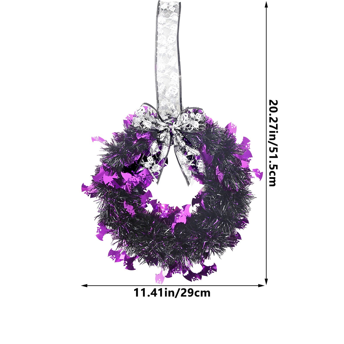EWSFHUI Halloween Garland Wreath Decoration Halloween Decoration Pendant Home Decoration Halloween Door Wreath(Silver,11.41 * 20.27 in)