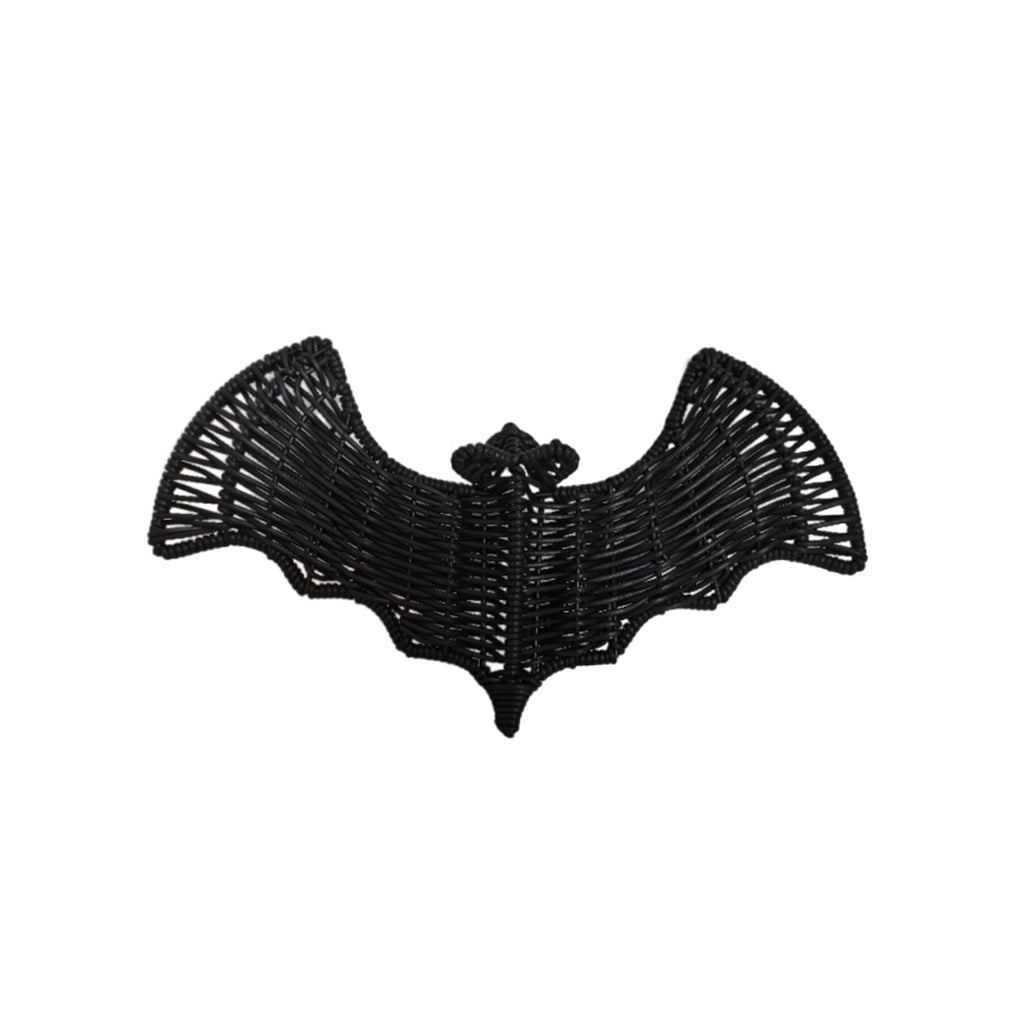 Black Rattan Wall Decoration, Halloween Wicker Bat Art, Indoor and Outdoor Festive Decor, Durable Plastic Material