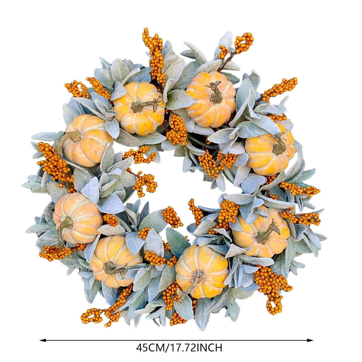 Fall Wreaths for Front Door Outside, 18 Inch Large Autumn Wreath with Pumpkin, Berry, Dahlia, Straw and Bows, Holiday Wreaths for Farmhouse Halloween Thanksgiving Decor, Indoor Outdoor Front Door