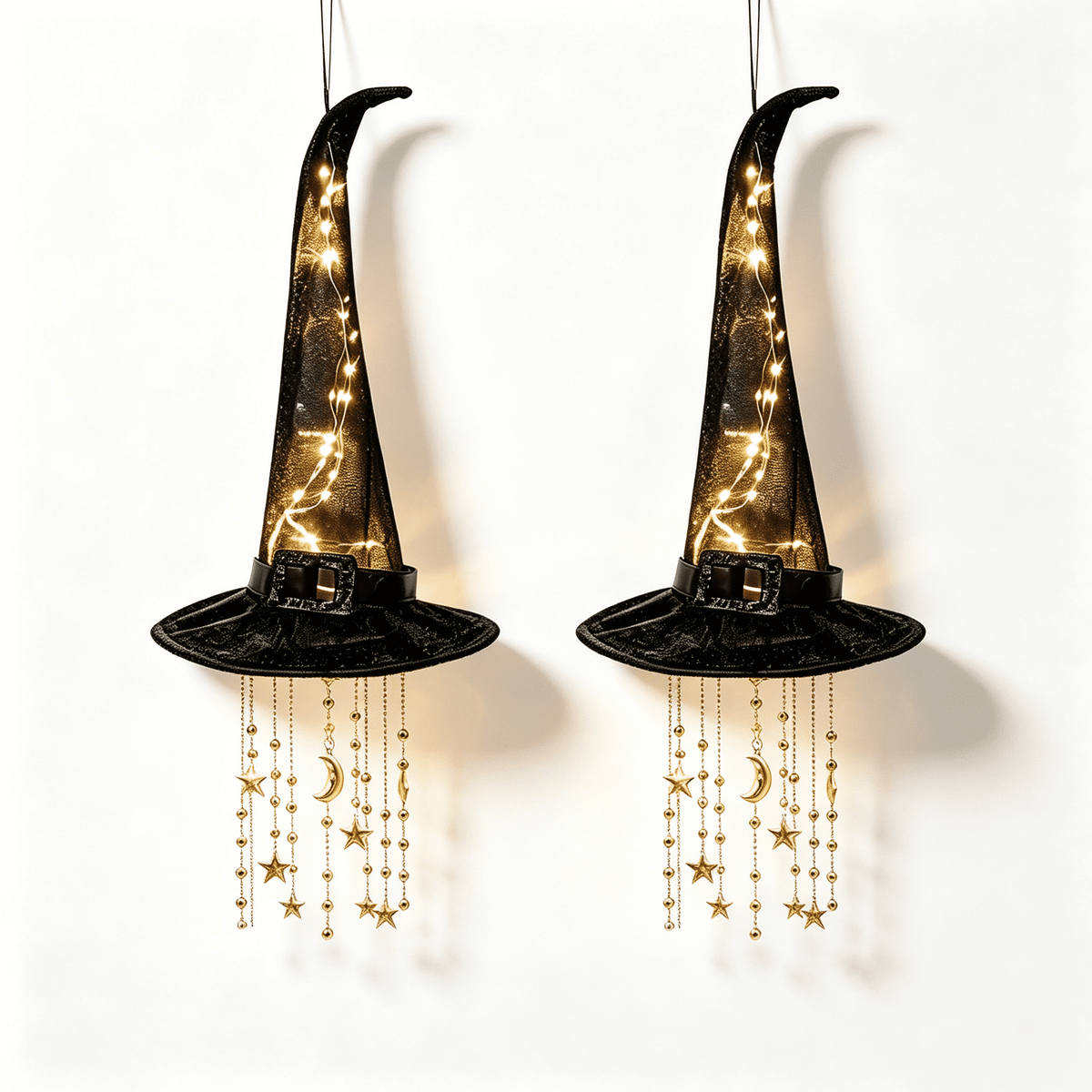 Stijggn Witch Hat Lights Halloween Glowing Lights, Waterproof Hanging Witch Hat Decorations, Warm Light Festival Ornaments for Indoor Outdoor Yard Garden Party Halloween Decor