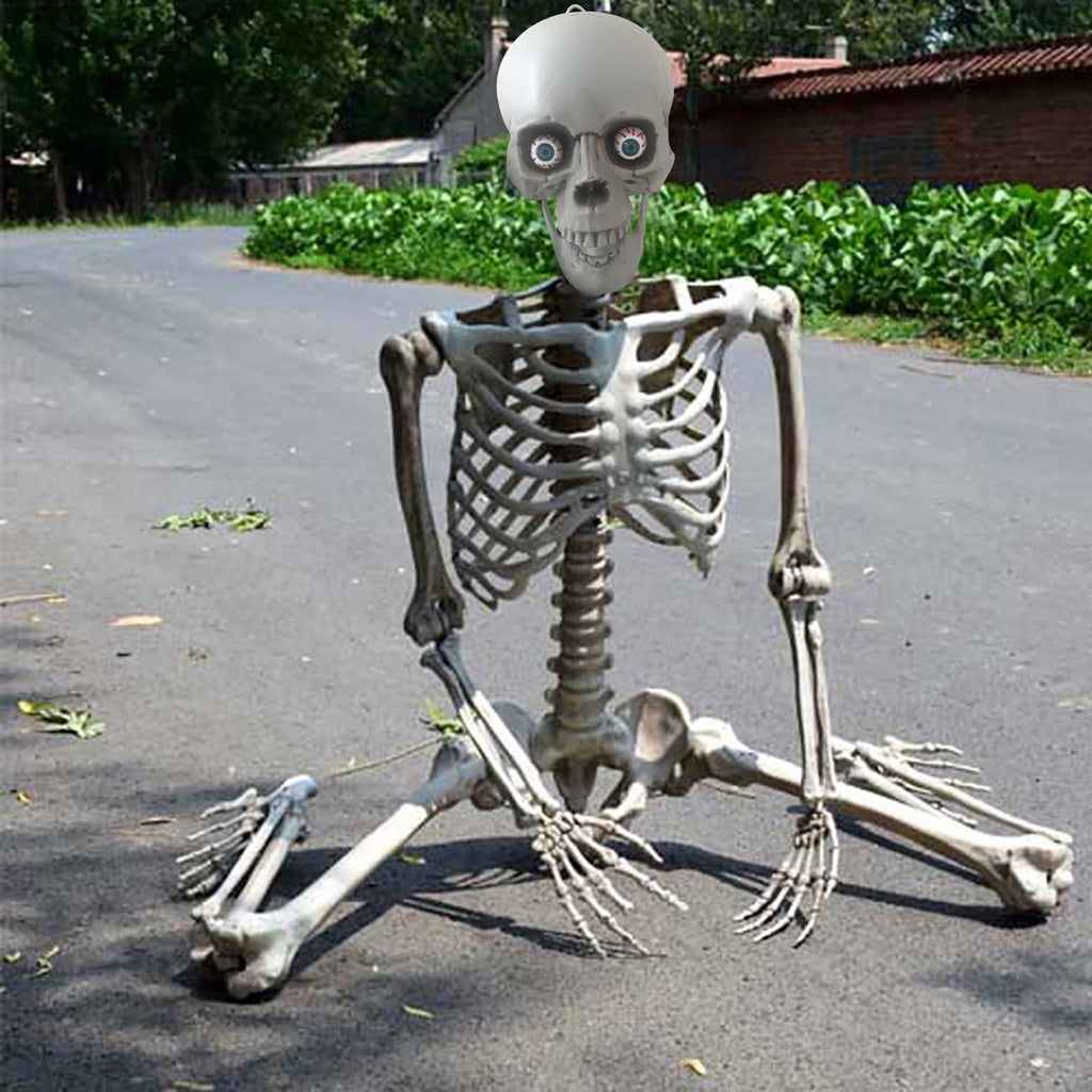 Realistic White Plastic Half Torso Skeleton Tabletop Prop, Detailed Human Half Skeleton Halloween Desktop Decor, Weatherproof Indoor Outdoor Reusable Spooky Party Ornament