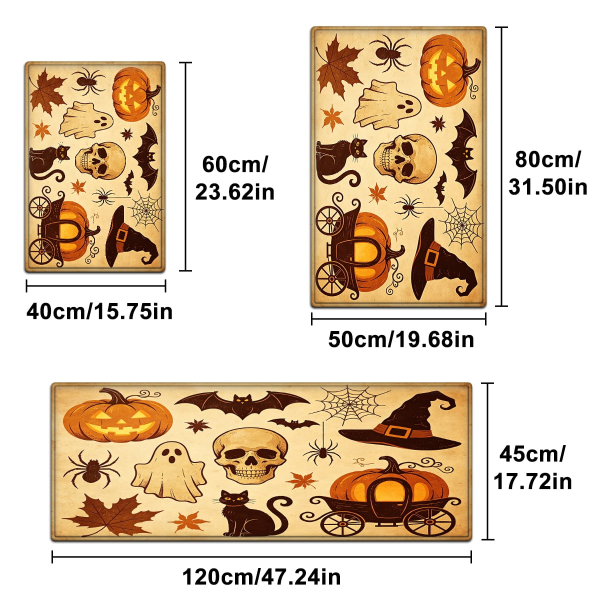 YIMEIS Halloween Pumpkin Lanterns Multi-purpose 1-Piece Flannel Mat and Kitchen Rugs,Soft Non-slip for Home Bedroom Bathroom