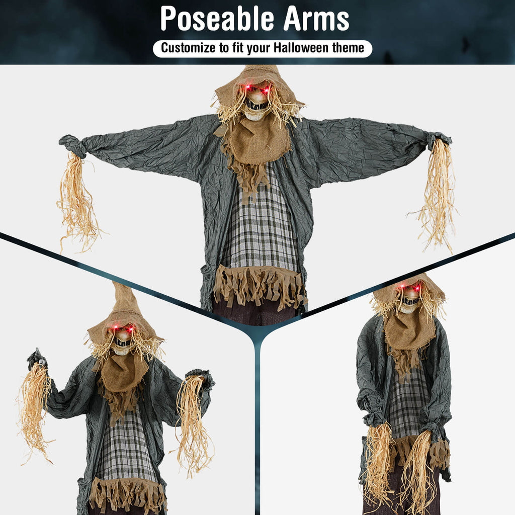 Costway 7 FT Halloween Decoration Animated Standing Scarecrow Light-up Eyes Poseable Arm