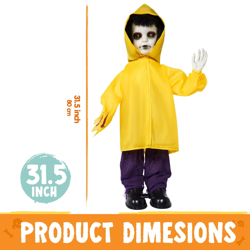 Joyfy Halloween Decorations Outdoor, 72"(6ft) Light Up Animated Scary Decorations Pumpkin Ghost with Sound Activation,Animatronics Pumpkin Decorations for Haunted House Prop Yard Decor