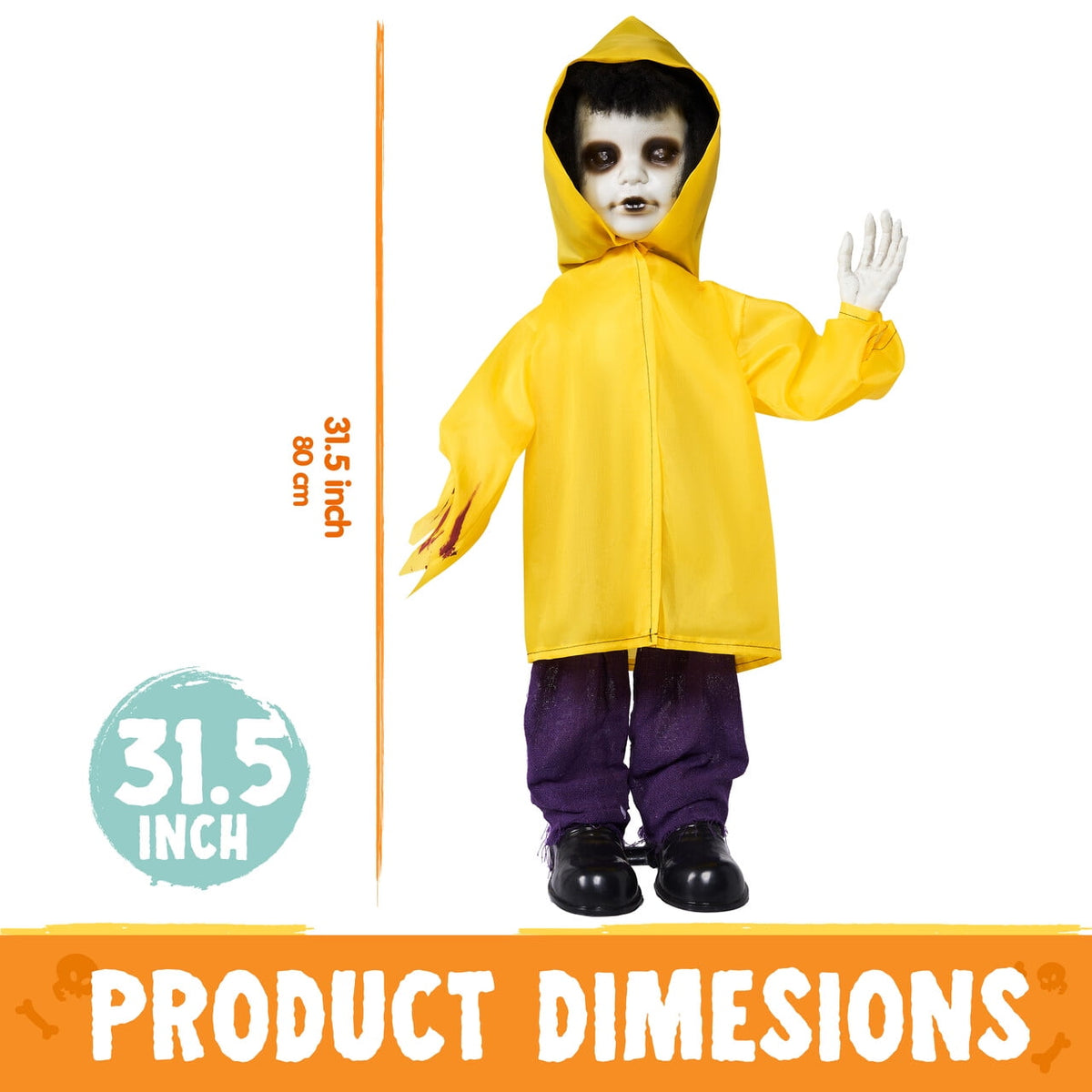 Joyfy Halloween Decorations Outdoor, 72"(6ft) Light Up Animated Scary Decorations Pumpkin Ghost with Sound Activation,Animatronics Pumpkin Decorations for Haunted House Prop Yard Decor