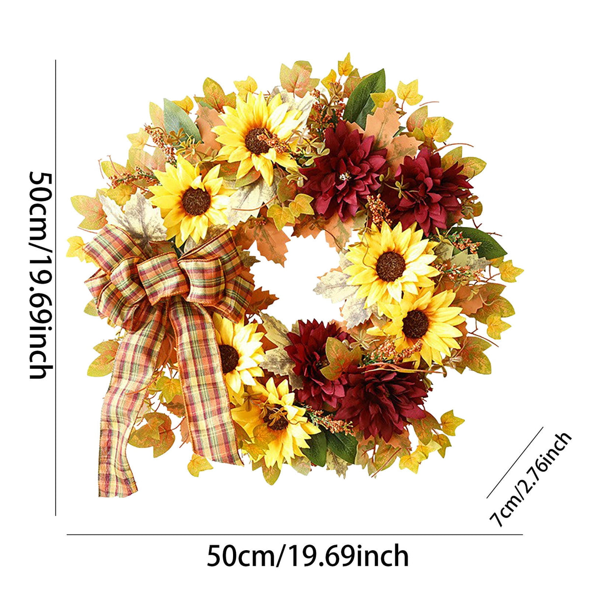 Autumn Wreath 14 Inch Fall Decor for Home Front Door with Artificial Maple Leaf Pumpkin Berry Pinecone Harvest Thanksgiving Halloween Farmhouse Seasonal Decorations Indoor Outdoor,