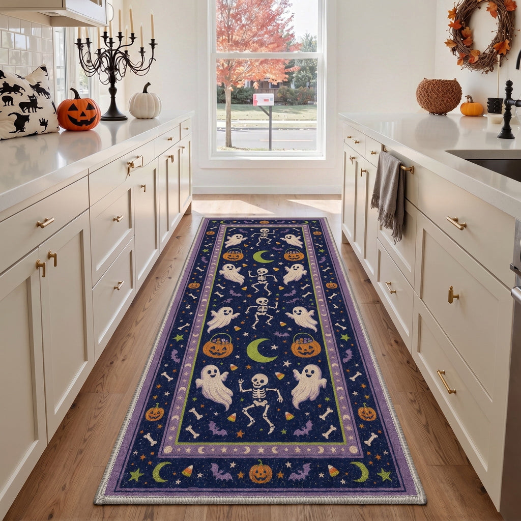 KUETH 3'x5' Halloween Machine Washable Area Rug, Non-Slip Rugs for Living Room, Bedroom and Dining Room, Orange