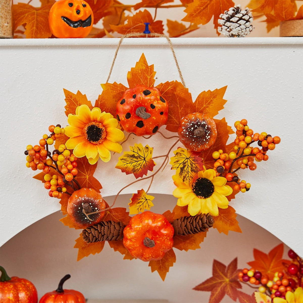 sruoe Halloween Decorations, Halloween Wreaths for Front Door, Artificial Wreaths, Indoor Outdoor Halloween Decor, Fall Wreaths, Halloween Wreath Ghost Festival Decoration