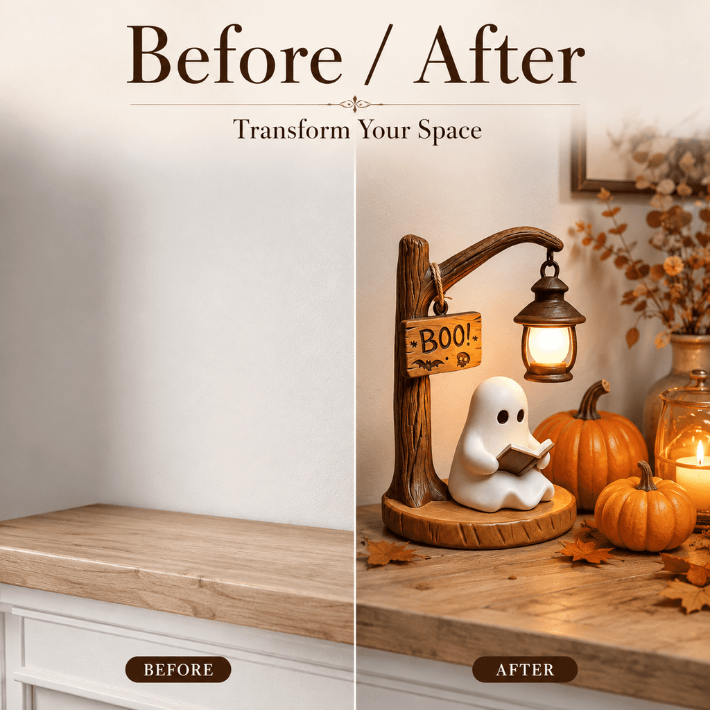 Diceymbol 11.81 Inch Halloween Ghost Night Light, Witch Hat Ghost Lamp with Jack O Lantern, Halloween Decorations Indoor for Table Mantel Party Decor