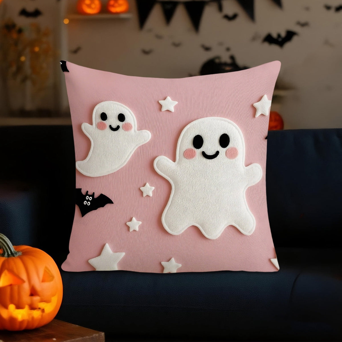 Generic Halloween Door Hanging Decor Pumpkin Ghost Bat Paper Sign Indoor Outdoor Front Door Decoration 16 Inch