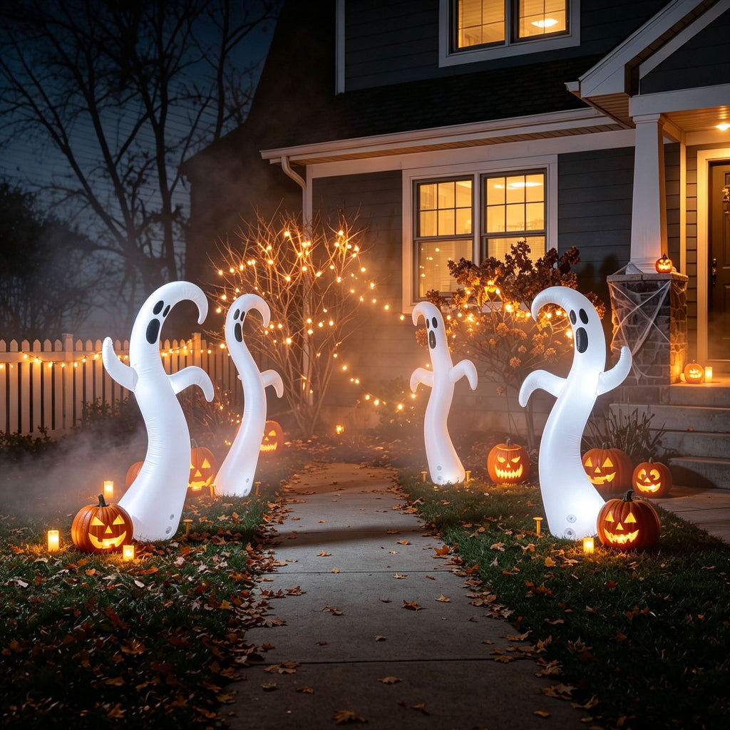 4Pack Halloween Decoration Inflatable Ghost,Scary Giant Inflatable Ghost Outdoor Decoration for Halloween Garden Haunted House,Funny Twisted Ghost Trick or Treat Party Props