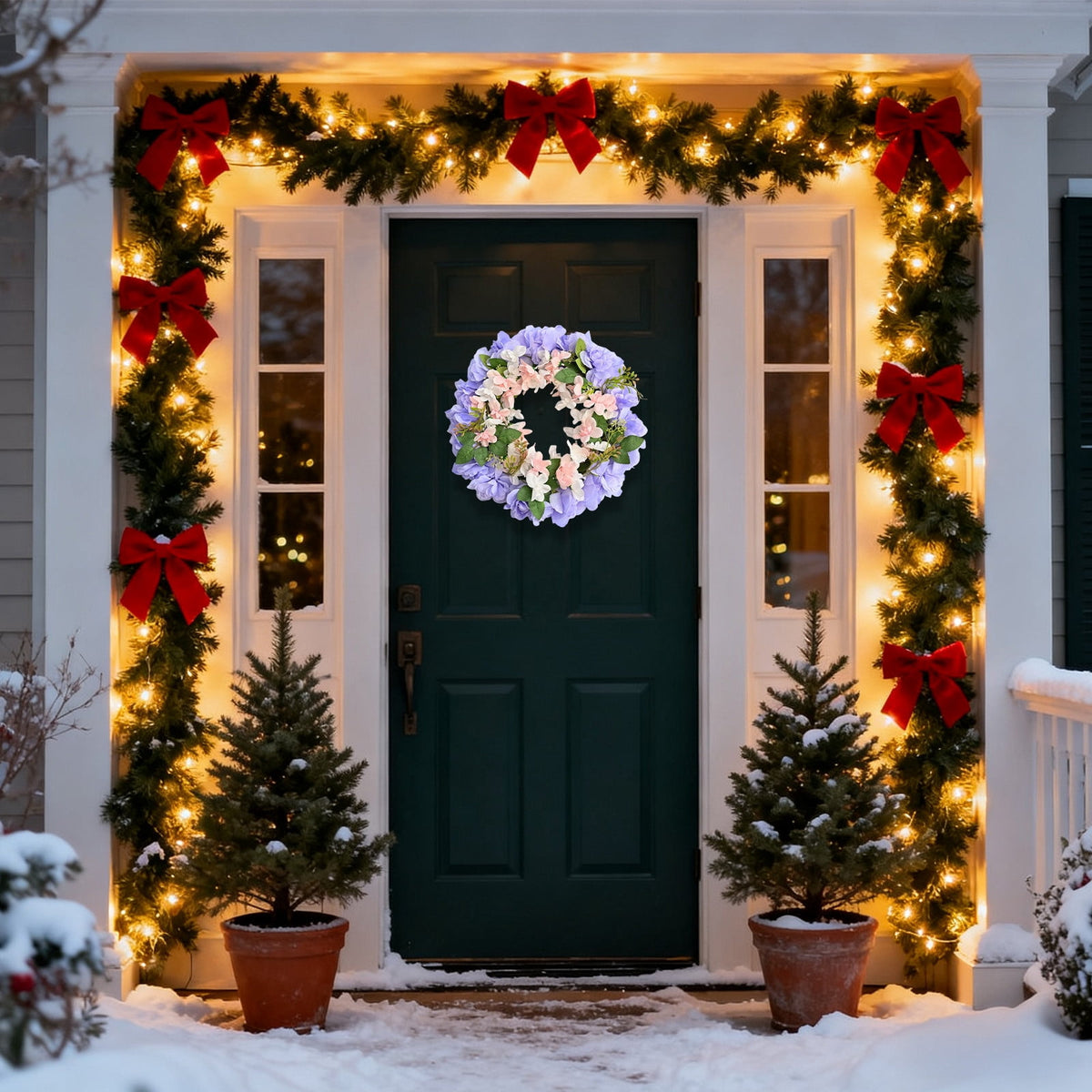 Nkmbld 4th of July Wreaths for Front Door, Independence Day Wreath Red White Blue Flower Wreath for Independence Day Memorial Day Flag Day Decor