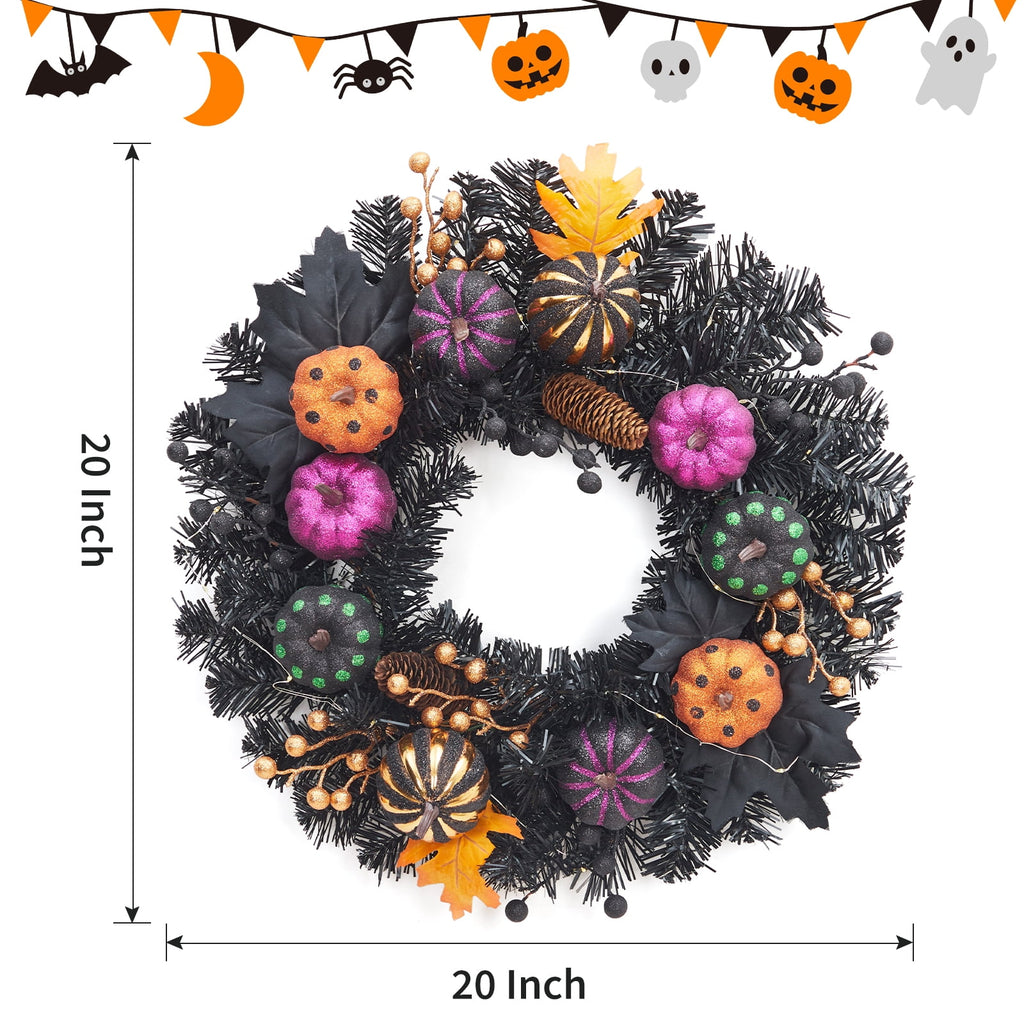 Garvee Halloween Wreath for Front Door, 18 Inch/20 Inch Fall Wreath for Indoor Outdoor Wall Window Porch Patio Garden Farmhouse Home Party Prom Decoration