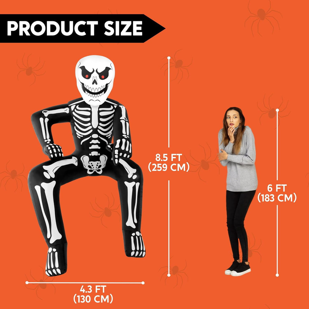 Joyfy 4.5 FT Halloween Inflatable Decorations Outdoor Scary Flying Ghost Broke Out from Window with Built-in LED Blow Up Inflatable for Window Decoration Yard Garden Lawn Decor