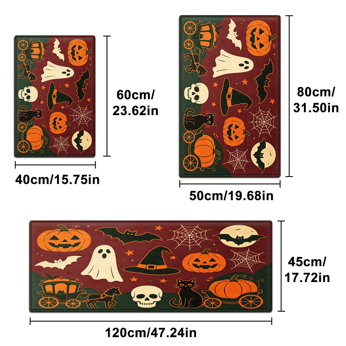 YIMEIS Halloween Pumpkin Lanterns Multi-purpose 1-Piece Flannel Mat and Kitchen Rugs,Soft Non-slip for Home Bedroom Bathroom