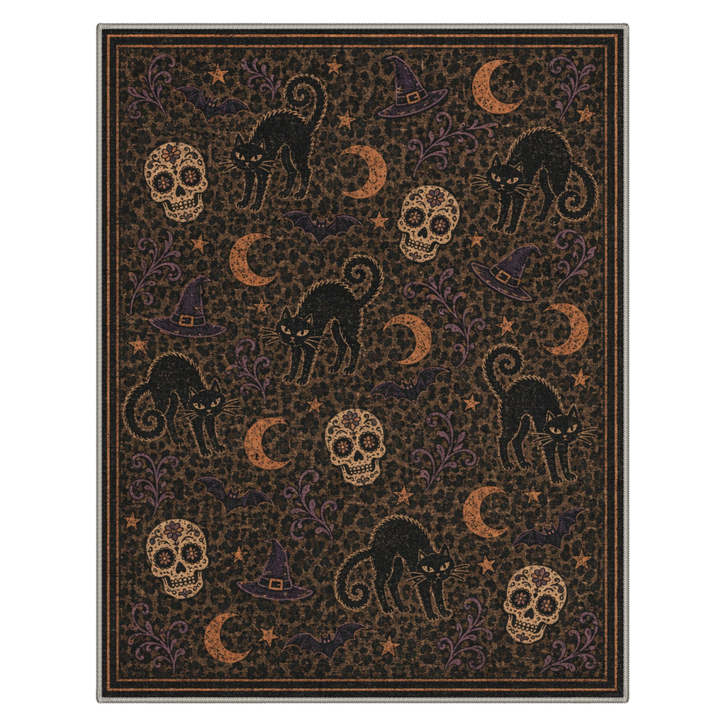 GENIMO 2'x3' Halloween Doormat, Washable Non Slip Soft Vintage Witch Outdoor Door Mat for Front Door Covered Porch Patio Entryway, Burnt Amber