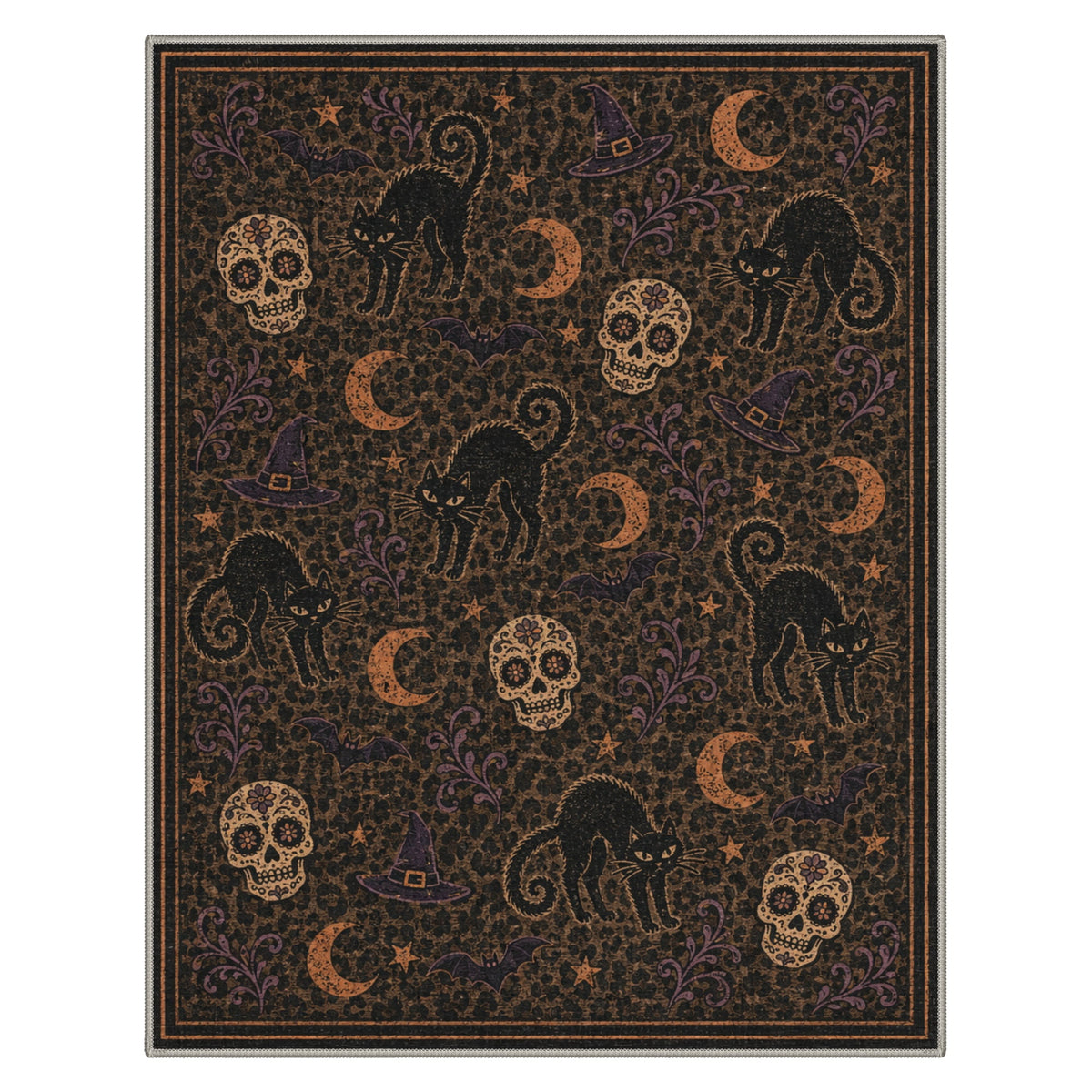 GENIMO 2'x3' Halloween Doormat, Washable Non Slip Soft Vintage Witch Outdoor Door Mat for Front Door Covered Porch Patio Entryway, Burnt Amber