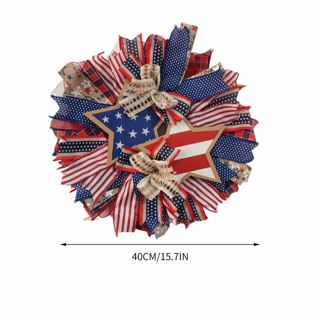 Nkmbld 4th of July Wreaths for Front Door, Independence Day Wreath Red White Blue Flower Wreath for Independence Day Memorial Day Flag Day Decor